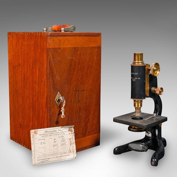 Antique Cased Microscope, English, Scientific Instrument, Watson of London, 1920