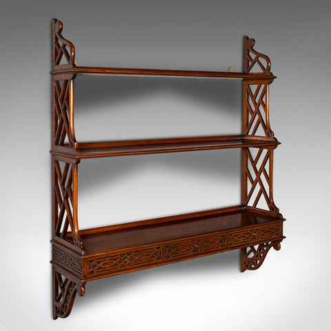 Vintage Georgian Revival Whatnot, English, Mounted Shelves, Late 20th Century