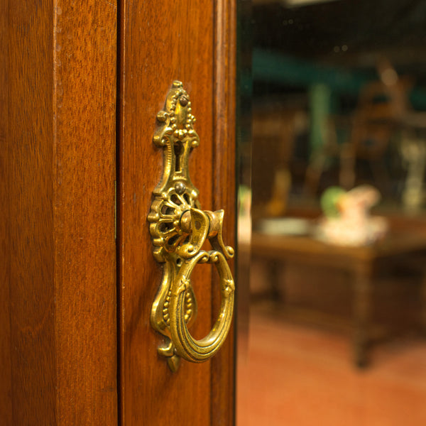 Antique Mirrored Wardrobe, English, Edwardian, Mahogany, Boxwood, Circa 1910 - London Fine Antiques