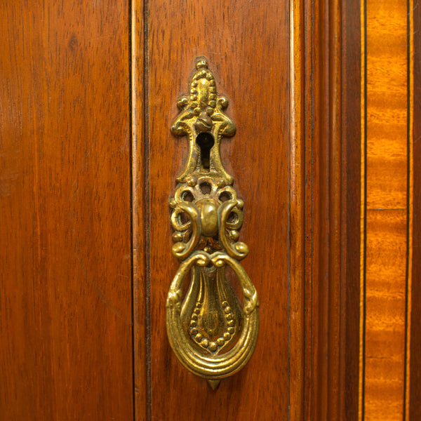 Antique Mirrored Wardrobe, English, Edwardian, Mahogany, Boxwood, Circa 1910 - London Fine Antiques