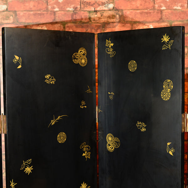 Art Deco Ebonised Screen, 6 Fold Panel, c.1935 - London Fine Antiques