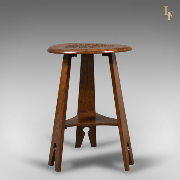 Arts & Crafts Side Table, Carved Oak, c.1890 - London Fine Antiques