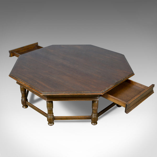 Large, Vintage Coffee Table, English, Oak, Octagonal, Low, 20th Century - London Fine Antiques