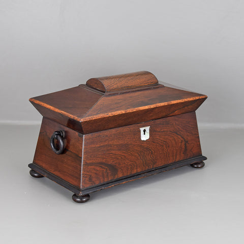 Antique Tea Caddy, Victorian Rosewood c.1840 - London Fine Antiques